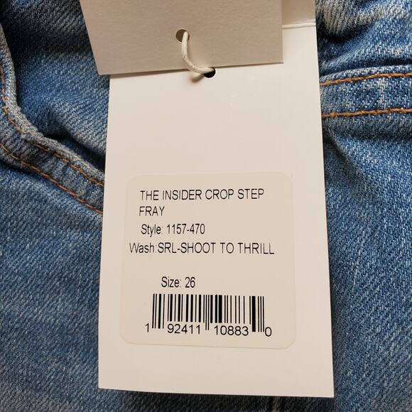 Mother The Insider Crop Step Fray Denim Jeans Shoot To Thrill Wash Blue Size 26 - Picture 8 of 10